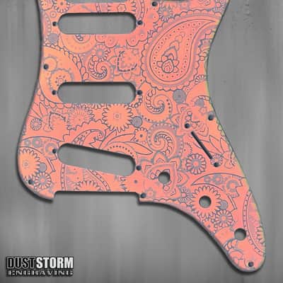 Paisley Pickguard Tremolo Cover Set Engraved Iridescent Rainbow Acrylic Mirror for PRS Silver Sky image 10