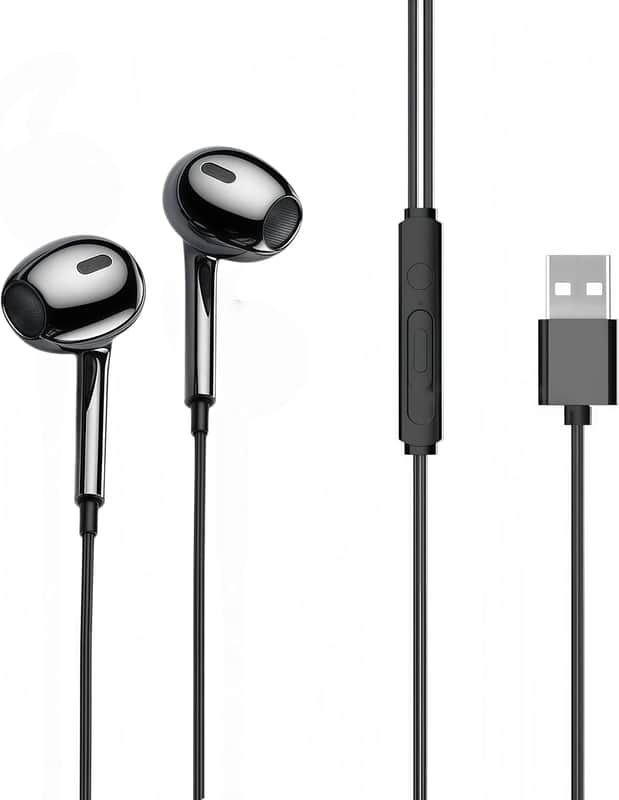 USB Headset with Microphone for PC Laptop, USB Earbuds with Mute Volume Control Stereo Bass for PC Desktop Laptop Meetings/Music,School,Black 8.2Ft(2.5M) image 1