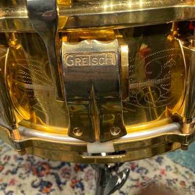 Gretsch Holy Grail 1960s Gold Engraved, Round Badge 14x5" Snare Drum. Excellent!! image 7