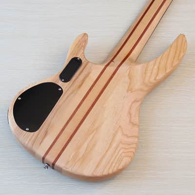 Blue Custom 5 String Electric Bass, Burl Wood Top Ash Body, Maple Neck Through image 4