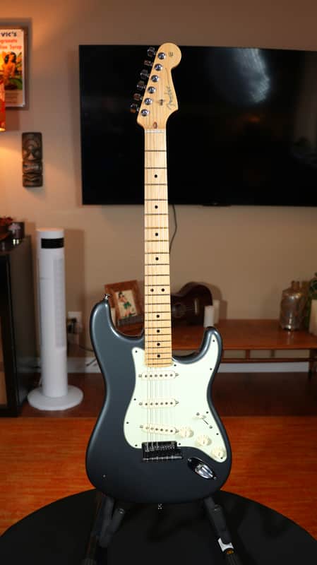2012 Fender American Standard Stratocaster – Charcoal Frost Metallic (7.3 lbs) w/ CS Pickups & TSA OHSC image 1