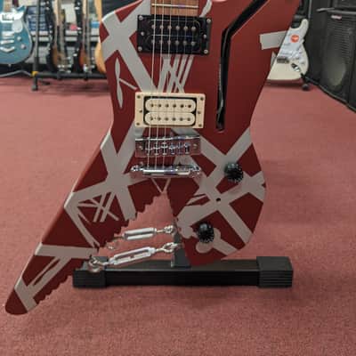 EVH Striped Series Shark 2020's Burgundy w/ Silver Stripes image 1