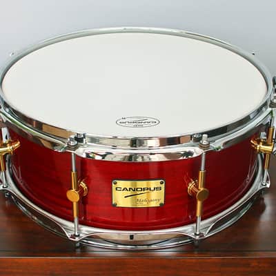 Canopus Mahogany 5.5" x 14" Snare Drum w/ VIDEO! MH-1455 Light Bordeaux Lacquer image 5