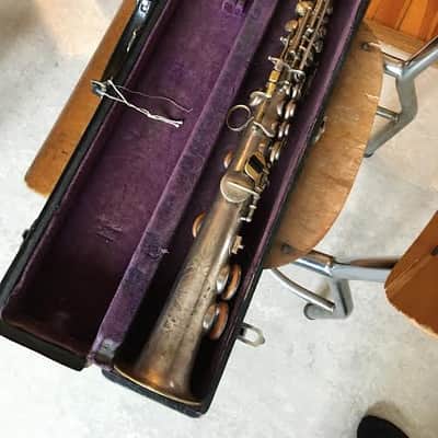Martin Soprano saxophone 1920's silver plate, stenciled "American Artist". Demo image 1