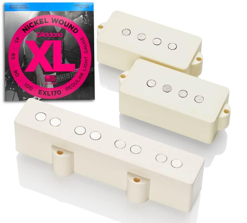 EMG Geezer Butler 4 String PJ Bass Pickup Set - Ivory Covers (FREE STRINGS) image 1