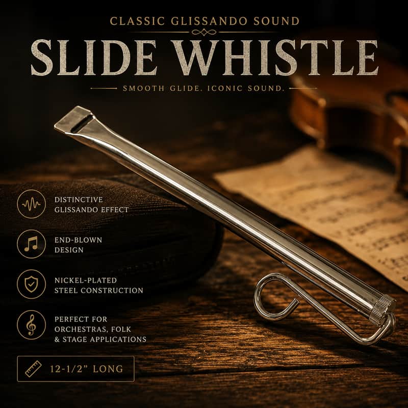 Nickel Slide Whistle 12.5” | Classic Glissando Folk & Orchestra Instrument image 1