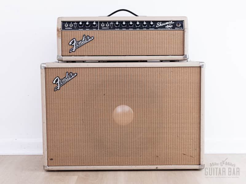 1963 Fender Showman Black Panel Blonde Pre-CBS Vintage Tube Amp Head & 1x12 Tone Ring Cab w/ JBL D120F image 1