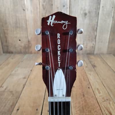 Harmony Rocket H53 1959-1965 with Bigsby with Floating Jazz Pickup - Nickel - Red image 5