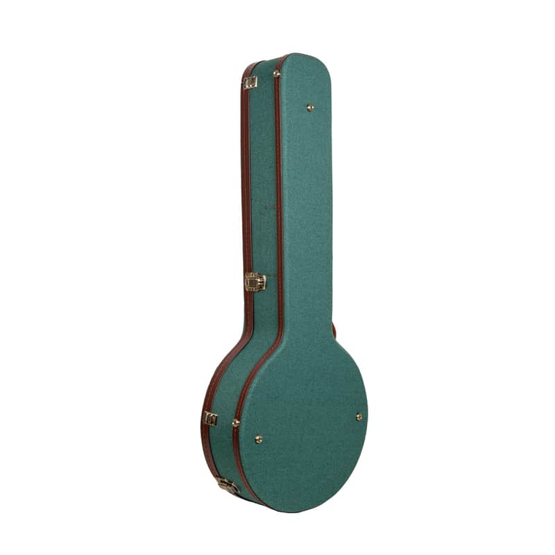 Crossrock Master Series - Wooden 5-string Resonator styles of Banjos Case - Security Lock, Genuine Leather Handle, Reinforced Hardware, Metal Feet, Storage Space- Malachite Blue Tweed image 1