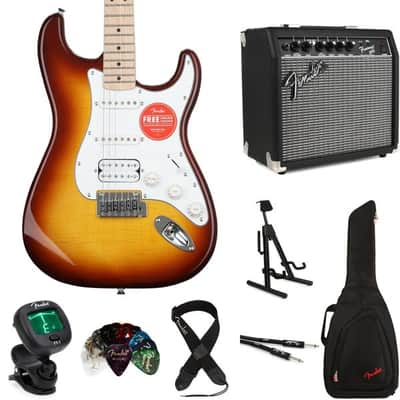 Squier Affinity Series Stratocaster Electric Guitar and Fender Frontman 20G Amp Bundle - Sienna Sunburst with Maple Fing image 3