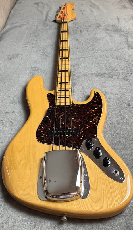 Vintage 1970s MIJ J.D. Lee Copy Jazz Bass Natural Maple Block Inlays Made in Japan image 1