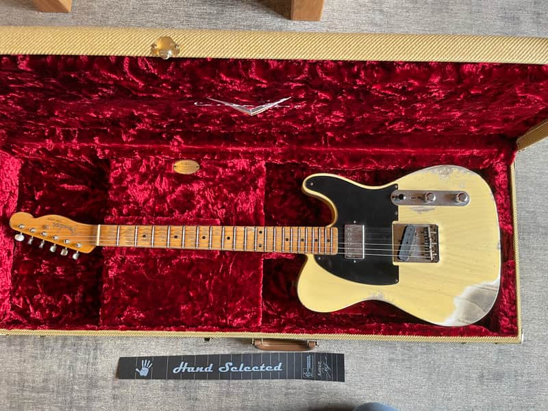 Fender télécaster 2021 - Fender MBD Limited 1952 Telecaster Humbucker Heavy Relic Nocaster Blonde