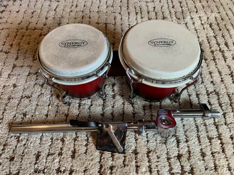 Toca Percussion Synergy Deluxe Bongos - Wine Burst - With Mount image 1