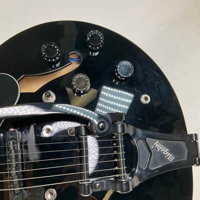 2005 Epiphone Dot DOT-EB Glossy Black Electric Guitar With Reunion Blues Gig Bag image 9