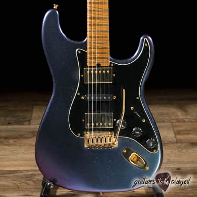 Shabat Lynx HSH Alder S-Style w/ Flame Roasted Maple – Cosmic Blue Colorshift image 2