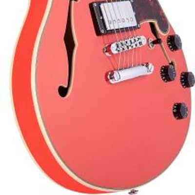 Mint D'Angelico PREMIER MINI DC DAPMINIDCFRCSCB Mini Double Cutaway w/ stop-bar tailpiece, Fiesta Red image 5