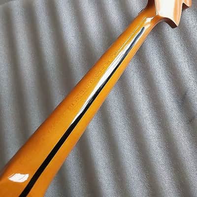 Glossy Finish Maple Guitar Strat Style Neck with Scalloped Fingerboard, Reversed Headstock image 8