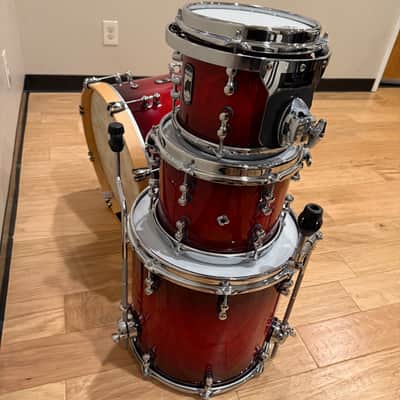 ~RARE!~ Mapex Black Panther 4-Piece 8/10/14/18 Cherry Bomb Drum Kit Set in Rose Burst with Brushed Black Nickel Hardware (Rm4) image 2