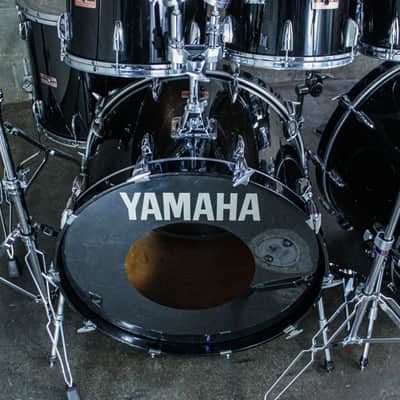 Yamaha Tour Custom Double Bass Drum Set (1985–1988) – Made in Japan – Solid Black image 15
