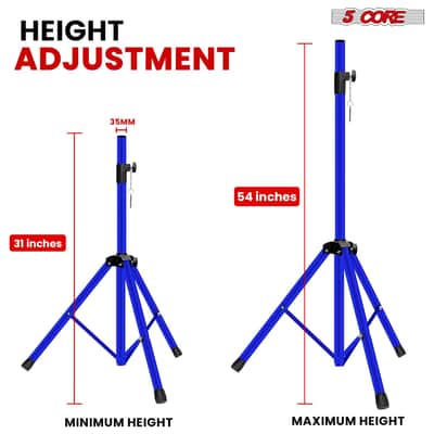 5 Core Speaker Stand Height Adjustable 54" Heavy Duty PA DJ Tripod Studio Monitor Stands image 2