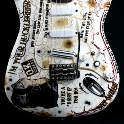 Custom Crackle Painted and Upgraded Fender Squier Strat With Graphics and Matching Headstock image 1