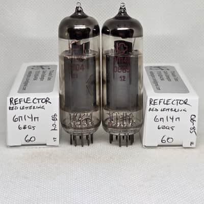Reflector 6BQ5 6P14P Red Lettering Gray Plates Perfectly Matched Pair NOS EL84 6N14N