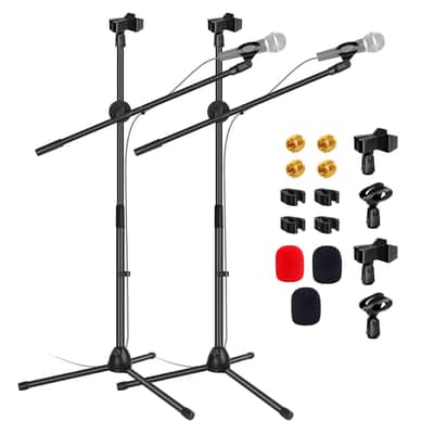 5 Core Microphone Stand Set 2 Pack with Adjustable Tripod Base and Boom Arm image 1