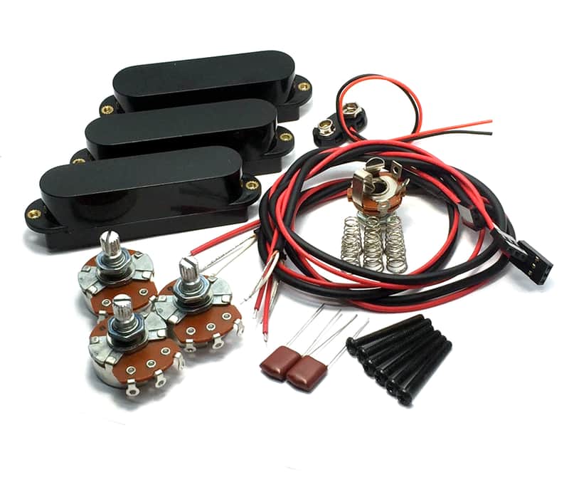Active Strat / Single Coil Noiseless SSS Pickup Set by DFG, Noise Free ~ Ceramic Magnet Style, Black image 1