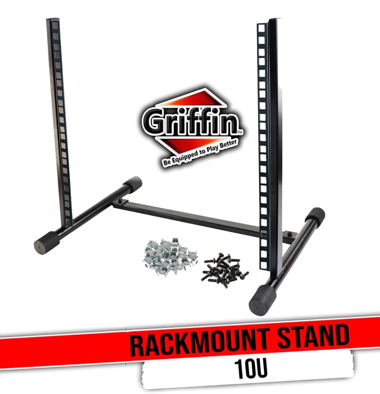 GRIFFIN Rack Mount Stand 10U (Studio-ZPRO Steel Series) – Music Recording Audio Equipment Sound Mixer Standing Case & 20 Screws – Network Amp Server Gear Rails For DJ Booth Cart, Stage & Bands image 1