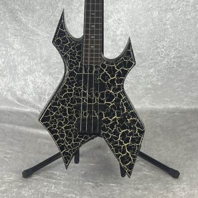 Late 1980's B.C. BC Rich NJ Series Warlock bass guitar in white crackle finish image 11