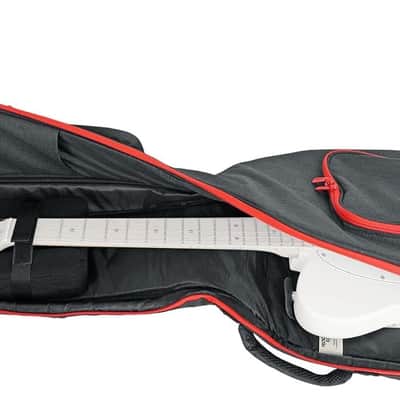 Padded Electric Guitar Gig Bag, Black/Red, Adjustable Neck Pad, Secure Strap, 0.4" Foam Padding, Water-Resistant, Front & Bottom Pockets, for Musicians and Travel image 3