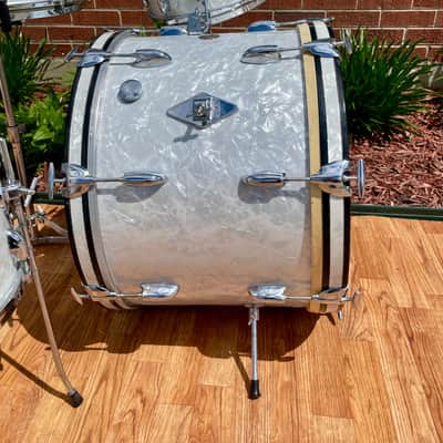 1960s Gretsch Progressive Jazz Drum Set White Marine Pearl 20/12/14 w/ 4x14 Snare image 8