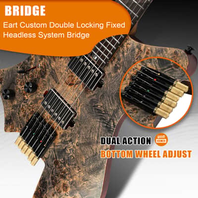 Eart Guitars, GW2L, Left Handed Headless Electric Guitars,Stainless Steel frets, with Gigbag EHKHG image 4