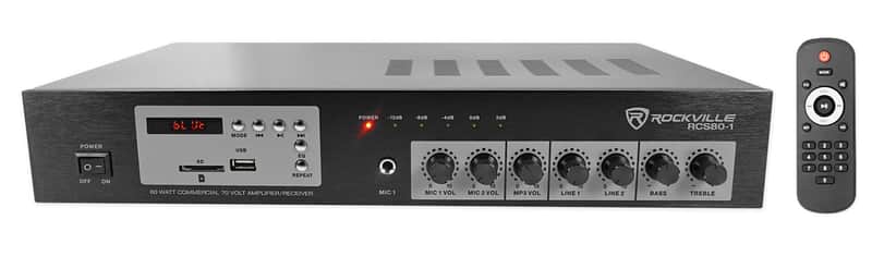 Rockville RCS80-1 60w 70v  Amplifier/Bluetooth Receiver for Commercial/Restaurant image 1