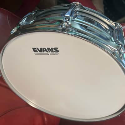 Ludwig No. 400 Supraphonic 5x14" 10-Lug Aluminum Snare Drum with Pointed Blue/Olive Badge 1969 - 1979 - Chrome-Plated image 8