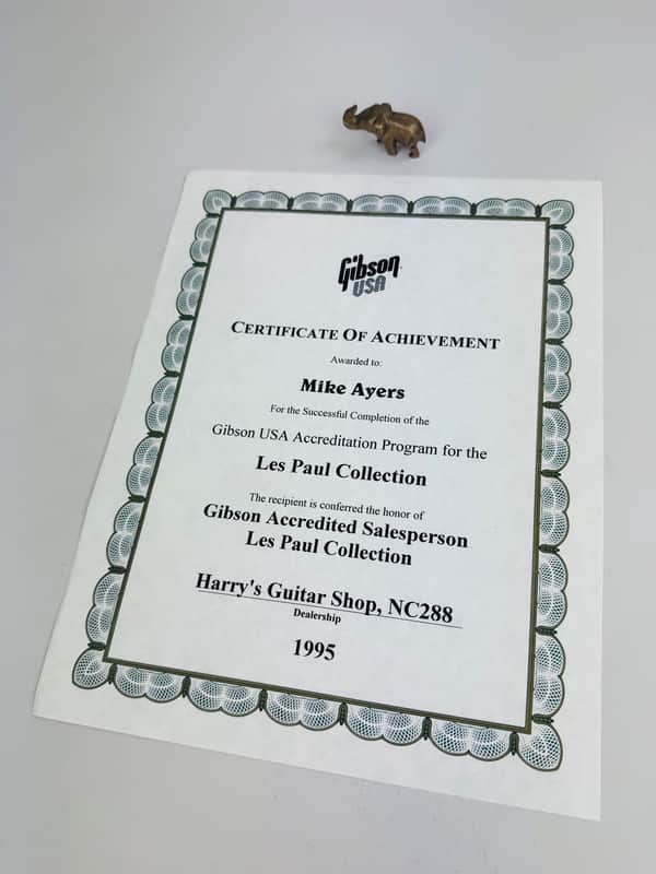 Gibson Les Paul Collection Certificate of Achievement 1995 image 1