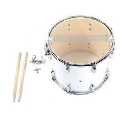 14"x10" Marching Snare Drum Kit with Drumsticks, Tuning Key & Shoulder Strap – White image 5
