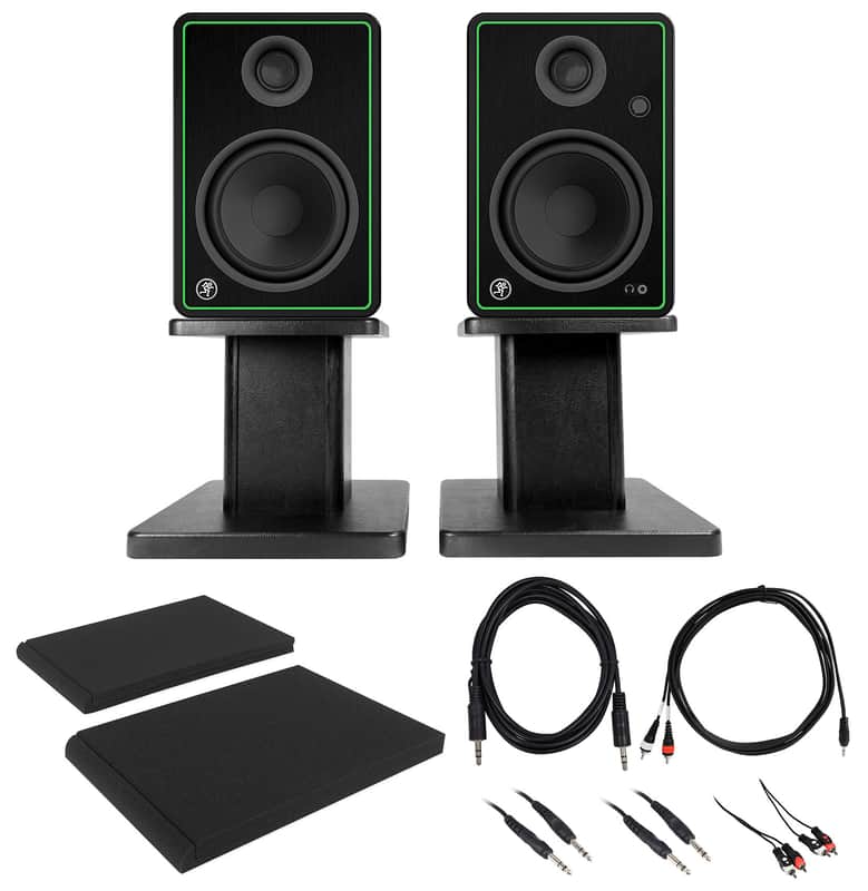 Pair Mackie CR5-XBT 5" Powered Studio Monitors w/ Bluetooth+Desk Stands+Cables image 1