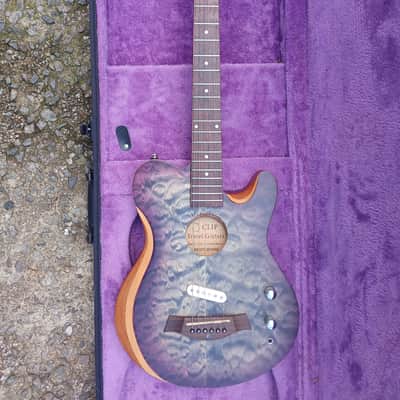 CLIP SAE-580 Travel Silent Guitar Black quilted Purple Burst image 9
