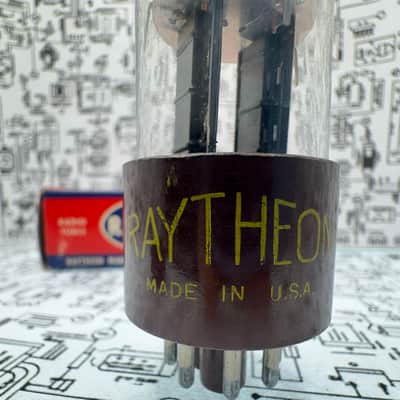 Raytheon 6SN7WGT Tube 1950s Brown Micanol Base Black Plates D-Getter Tested Strong image 4