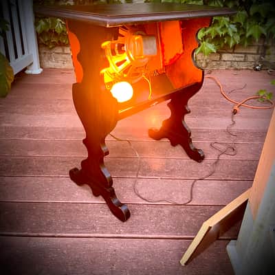 Rotary Connection Wild 1x10 guitar speaker cabinet on legs! Semi closed. Real wood. Lights up. Vintage CTS 10” Alnico speaker. One of a kind / one off. 2026 - Wood image 11