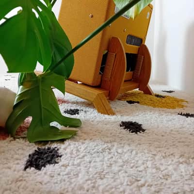 Lakefront Walnut-Dyed Amp Stand: Handmade Solid Wood Guitar Amplifier Stand with Danish Cord detail 2025 - walnut image 8