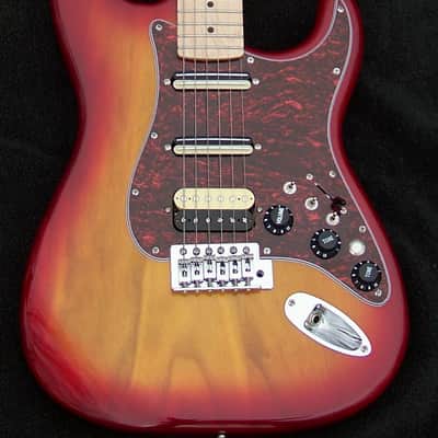 XX-Wide 2" Neck Cherry Burst Light 6lb. Strat with Ebony/Maple Neck + 3 Matching Humbucking  Pickups + 3 Coil Spit Toggles + Kill Switch + Leveled, Crowned and Polished Frets + Grover 406c Locking Tuners and Full Setup Included! image 4