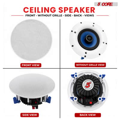 5 Core 6.5 Inch In-Ceiling In-Wall Speaker 360W 2-Way Pair Flush Mount House Home Theater Speakers image 17