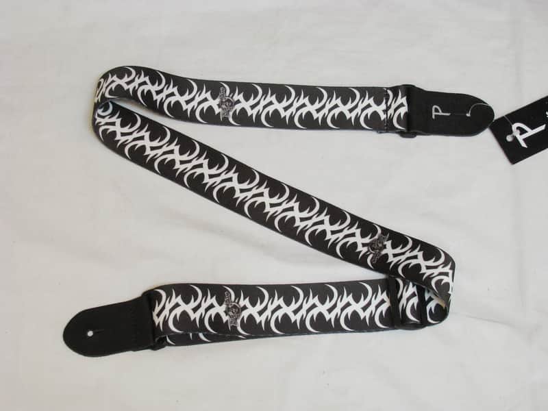 PERRI's Tattoo Johnny TRIBAL black and white polyester Guitar strap - NEW image 1