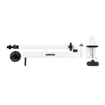 Shure by Gator Premium Low-Profile Desktop Mic Boom Stand - Fully Adjustable for Podcast, Streaming, and Home Office Setups, White (SH-BROADCAST2-W) image 9