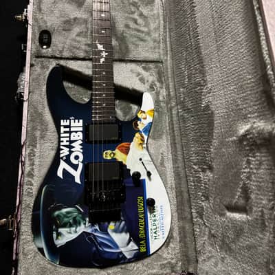 Mint ESP LTD Kirk Hammett Signature KH-WZ White Zombie Electric Guitar - Black with Graphic image 1