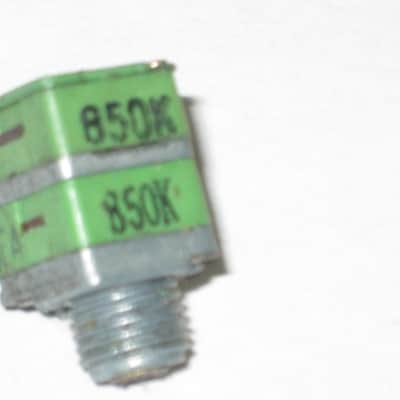 FIVE broken (for parts - AS IS/ FINAL SALE) Boss / Alpha & Alps  potentiometers (various values) 1990s - 2010s - 3 green, 2 teal, 4 are square, 1 is rectangle (stacked) values are in the description (NO: pedals/other items) image 8