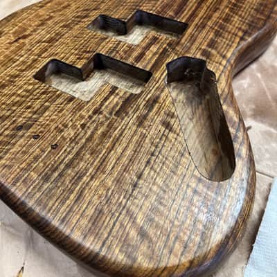 Madlad Instruments Masterpiece Curly Shedua Danish Oil Finished PP Bass Jazz Bass JBass Style Body (custom made with pride in north Texas) image 2