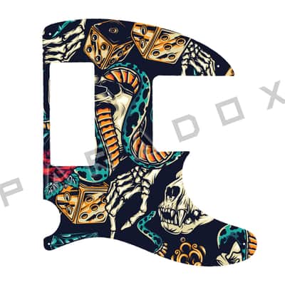 Custom Pickguard For 2013 - 2024 Made in Korea ESP LTD SCT-607B Stephen Carpenter Signature - Vintage Flash Tattoo Graphic .090"
